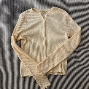 Madewell Cream Ribbed Knit Cardigan